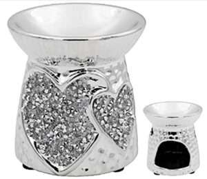 Silver Crystal Ceramic Wax Melt Oil Burner Tealight Holder Diffuser Ornament small