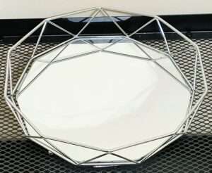 Eaglewiz Geometric Silver Circle Round Crystal Mirror Tray Decorative Metal Table Centerpiece 26cm