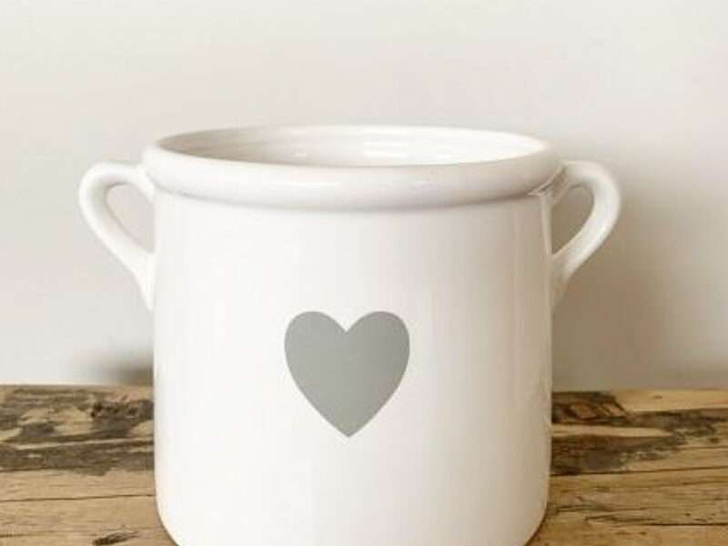 EagleWiz White Ceramic Planter Pot attractive heart shape with Handles available in 3 sizes