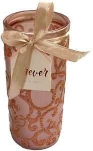 Scented Vanity Candle with Hurricane Holder Glittering Swirls Rose Gold