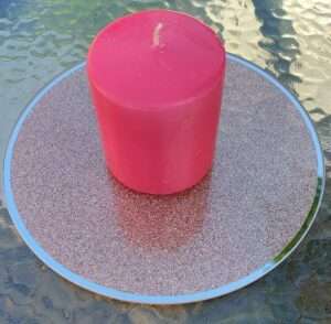 Sparkle Glitter Rose Gold Round Mirror Candle Plate Tealight Holder 20cm