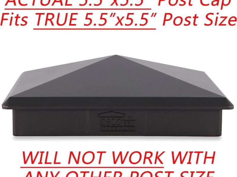 5.5" x 5.5" Heavy Duty Aluminium Pyramid Post Cap for True/Actual 5.5" x 5.5" Wood Posts - Black (Works ONLY with Actual 5.5" x 5.5" Posts. Will NOT Work with Actual 6" x 6" Posts)