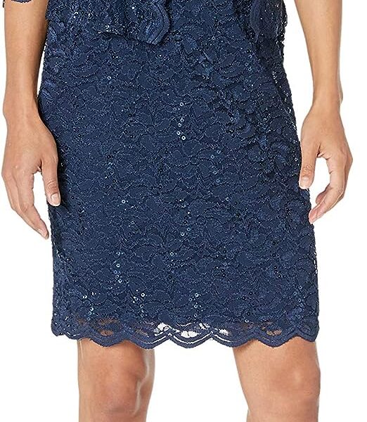 Alex Evenings Women's Shift Dress with Lace Jacket (Petite and Regular)