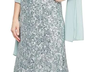 Alex Evenings Women's Long Sleeveless Dress with Shawl