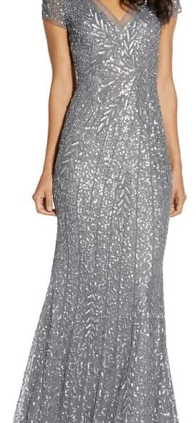 Adrianna Papell Women's Beaded Mermaid Gown