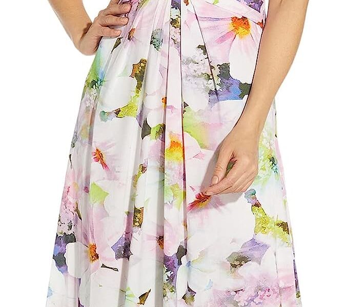 Adrianna Papell Women's Floral Halter Gown