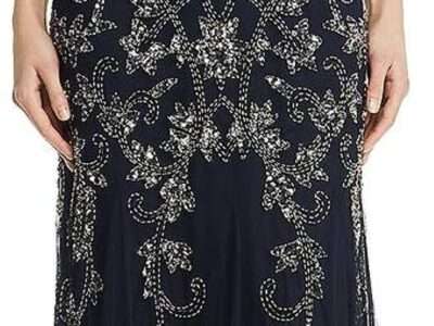 Adrianna Papell Women's Long Sleeve Bead Dress