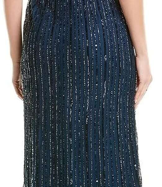 Adrianna Papell womens Beaded Gown With Mermaid Skirt