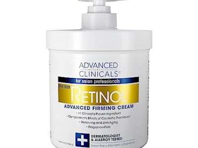 Advanced Clinicals Retinol Body Lotion Moisturizer Face Lotion & Body Cream | Crepey Skin Care Treatment | Fragrance Free Retinol Cream Targets Look Of Crepe Skin, Wrinkles, Sagging Skin, Large 16 Oz