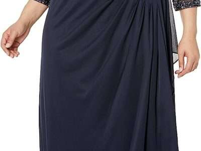 Alex Evenings Women's Plus Size Long Sleeve Sweetheart Neckline Dress
