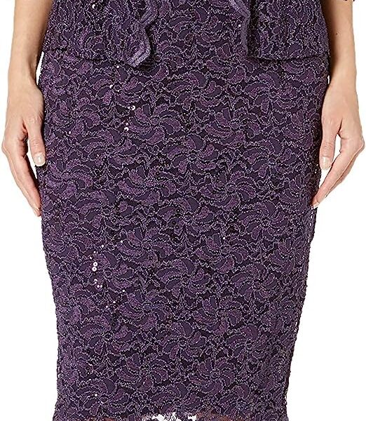 Alex Evenings Women's Shift Dress with Lace Jacket (Petite and Regular)