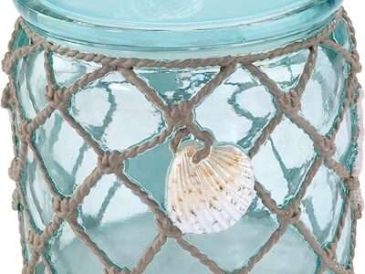 Avanti Linens - Covered Jar, Resin Countertop Organizer, Beach Inspired Bathroom Accessories (Seaglass Collection)