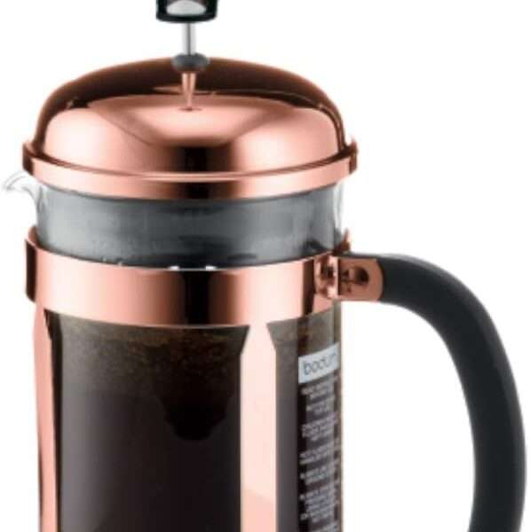 Bodum Chambord French Press Coffee Maker, Glass, 34 Ounce, 1 Liter, Copper