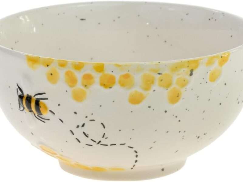 Boston International Small Ceramic Serving Bowl Summer Serveware, 1 Cup, Sunny Bee