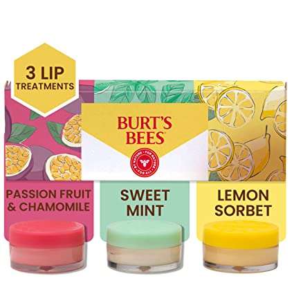 Burt's Bees Gifts Ideas, 3 Lip Mask Set - Overnight Intensive Treatment Revives & Nourishes for All Day Hydration, Passion Fruit & Chamomile, Sweet Mint & Lemon Sorbet