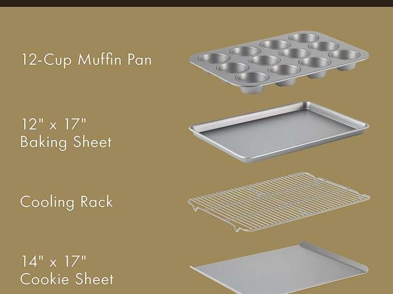 Calphalon Nonstick Bakeware Set, 10-Piece Set Includes Baking Sheet, Cookie Sheet, Cake Pans, Muffin Pan, and More, Dishwasher Safe, Silver