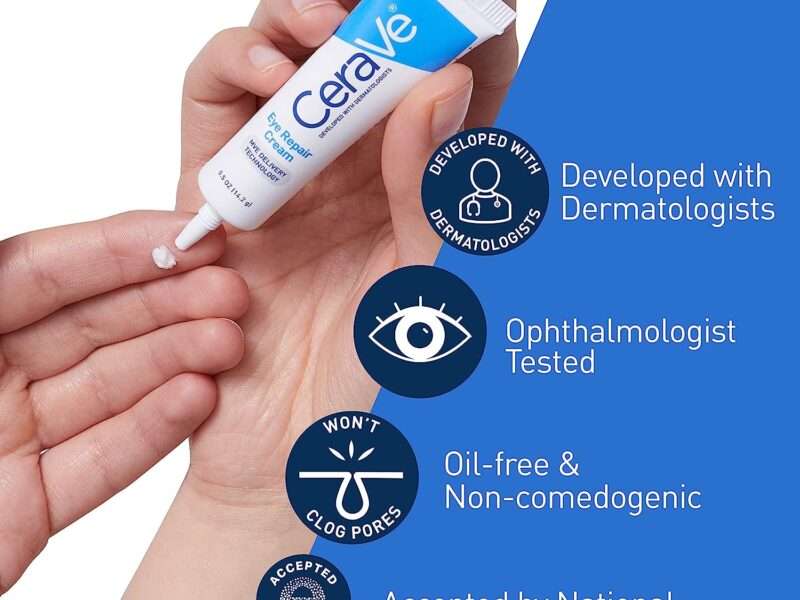 CeraVe Eye Repair Cream | Under Eye Cream for Dark Circles and Puffiness | Suitable for Delicate Skin Under Eye Area | 0.5 Ounce