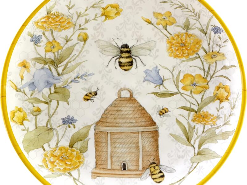 Certified International Bee Sweet 2 Piece Melamine Platter Set, Multicolor , Large