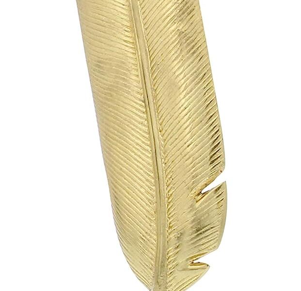 CosmoLiving by Cosmopolitan Aluminum Bird Feather Sculpture, 6" x 2" x 12", Gold