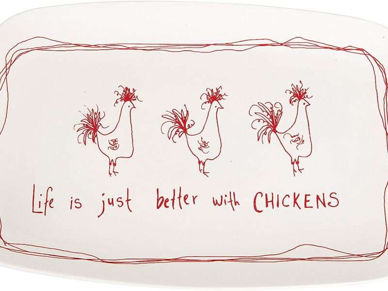 Creative Co-Op "Life is Just Better with Chickens" Stoneware Platter