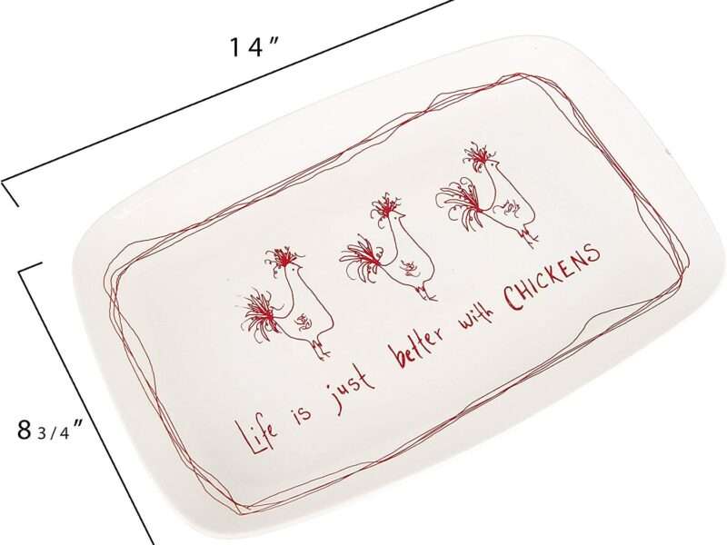 Creative Co-Op "Life is Just Better with Chickens" Stoneware Platter