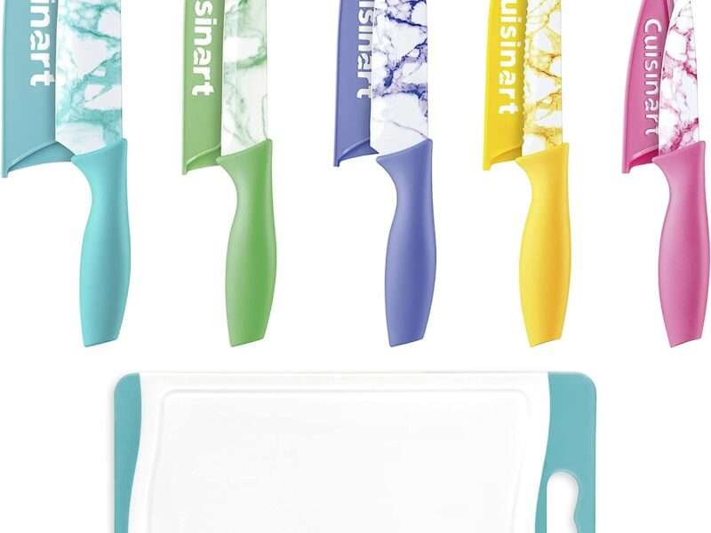 Cuisinart C55CB-11PM Advantage Cutlery 11-Piece Marble Knife Cutting Board and Knive Set, Multi-Color