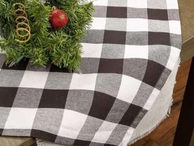 DII Buffalo Check Collection, Classic Farmhouse Tablecloth, Table Topper, 40x40, Black & White