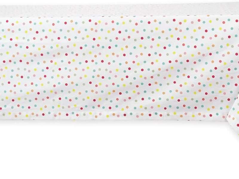 DII Polka Dot Party Print Tabletop Collection Reusable & Machine Washable, Tablecloth, 52x52, Multicolor Confetti Dots