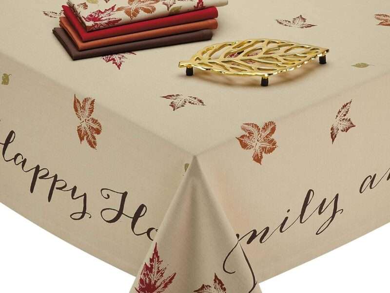 DII Rustic Autumn Leaves Kitchen Collection Thanksgiving & Fall Table Décor, Tablecloth, 60x84