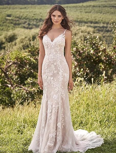 Dexinyuan Lace Wedding Dresses for Bride Tulle V-Neck Luxury Beaded Bridal Dresses 2023