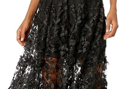 Dress the Population Women's Darleen Sleeveless 3D Floral Fit & Flare Midi Dress