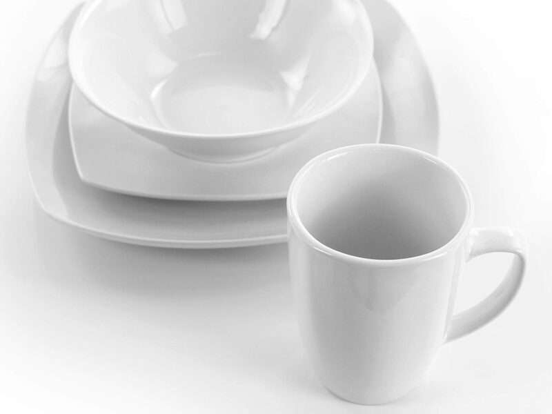 Elama Service for Four 16 Piece Porcelain Dinnerware Set, White-Square 2