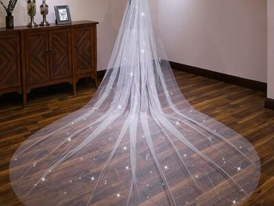 EllieWely 1 Tier Long Wedding Veil Glitter Tulle Bridal Veil F48