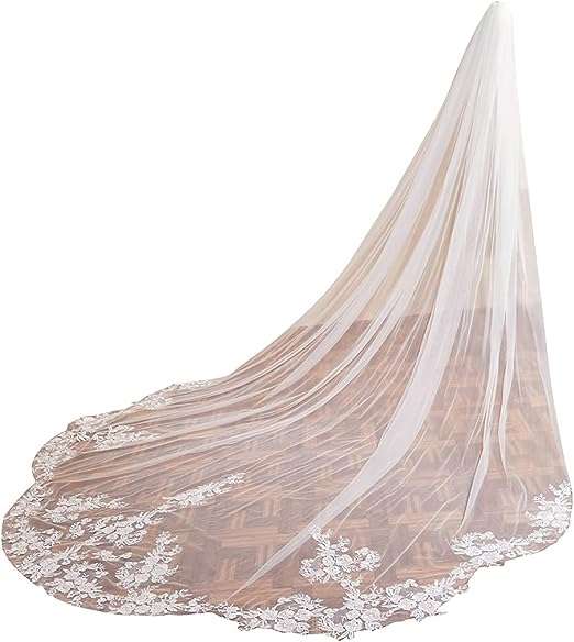 EllieWely Cathedral Length 1 Tier Lace Wedding Bridal Veil F13 5.0