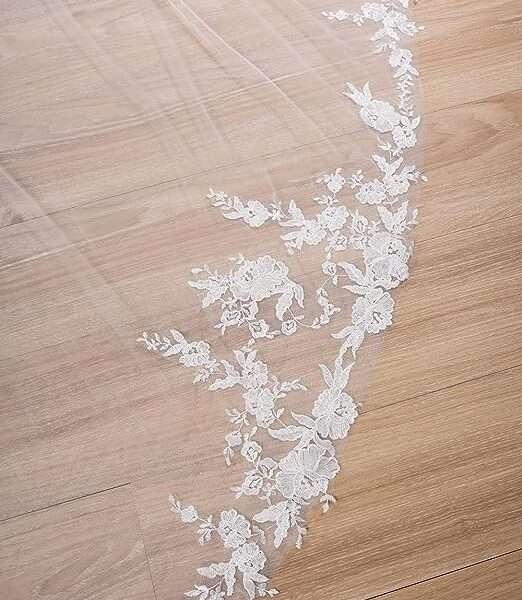 EllieWely Long 1 Tier Lace Wedding Bridal Veil With Metal Comb F10