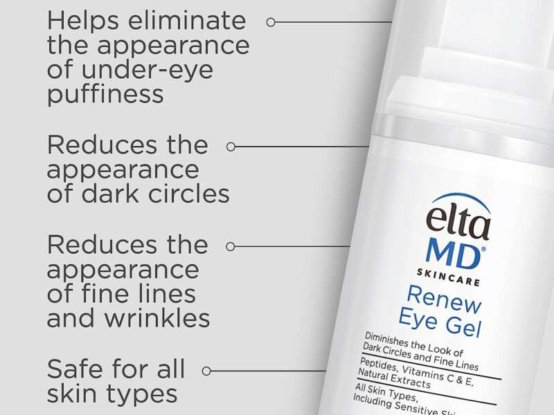 EltaMD Renew Eye Gel, Minimizes Under Eye Bags and Dark Circles, Under Eye Brightener, Helps Reduce Wrinkles and Fine Lines, Oil Free Formula, Anti Aging Eye Serum for Face, 0.5 oz Pump