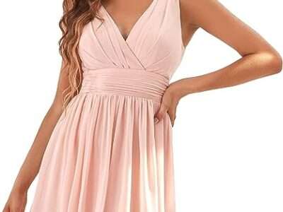 Ever-Pretty Women's Sleeveless Knee-Length V Neck Ruched Chiffon Formal Party Dress 3989