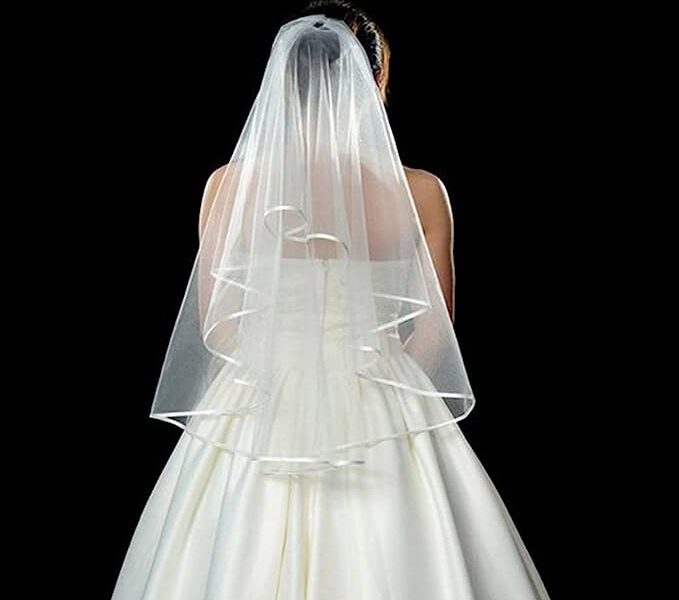 Ewanda store Double Ribbon Edge Center Cascade Bridal Wedding Veil with Comb