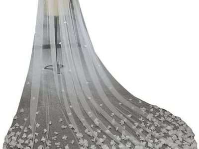 Fenghuavip 3D Flower Veils for Bride 1 Tier Custom Made Petals Cathedral Wedding Veil（metal comb）