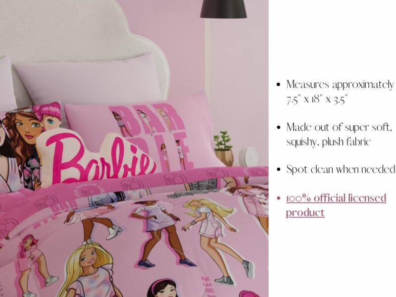 Franco Barbiecore Lux Super Soft Plush Squishy 17" Inch Barbie Logo Decorative Pillow