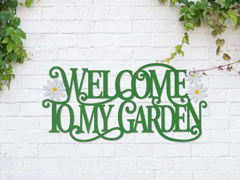 Glitzhome Metal Cutout WELCOME TO MY GARDEN Wall Decor Hanging Art Sign