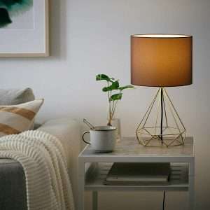 IKEA STOFTFRI Table lamp, Modern Brass Plated/Brown, Side Electric Lamp Soft Cosy Light 40 cm