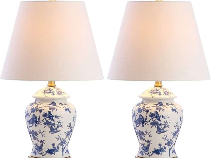 JONATHAN Y JYL3005A-SET2 Set of 2 Table Lamps Penelope 22" Chinoiserie Table Lamp Classic,Cottage,Traditional,for Bedroom, Living Room, Office, College Dorm, Coffee Table, Bookcase, Blue/White