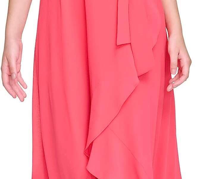 Jessica Howard Women's Popover Midi Chiffon Sleevless-Guest of Wedding Dress