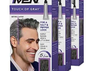 Just For Men Touch of Gray, Mens Hair Color Kit with Comb Applicator for Easy Application, Great for a Salt and Pepper Look - Dark Brown, T-45, Pack of 3
