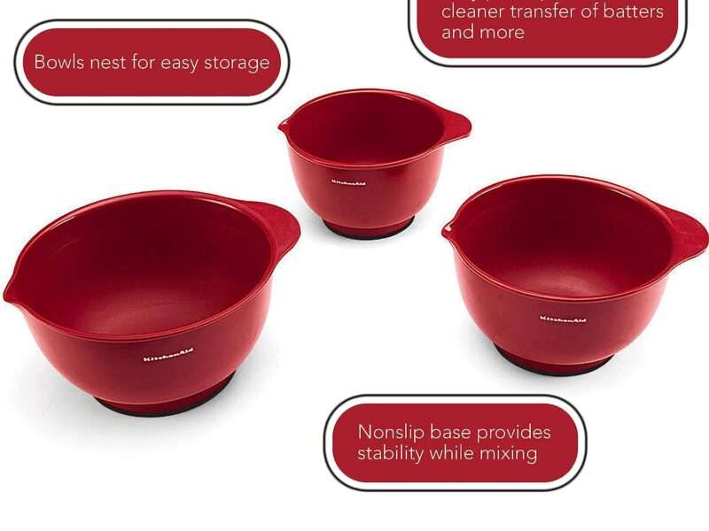 KitchenAid Classic Mixing Bowls, Set of 3, Empire Red, 2 quarts