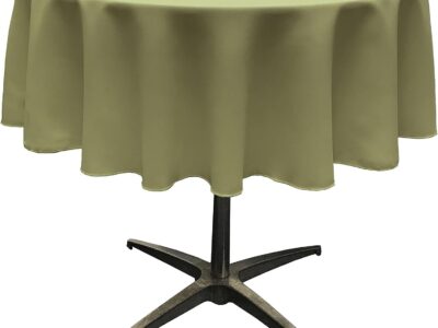 LA Linen Polyester Poplin Washable Round Tablecloth, Stain and Wrinkle Resistant Table Cover 58, Fabric Table Cloth for Dinning, Kitchen, Party, Holiday 58-Inch, Sage Dark, (TCpop58R_SageDrkP39)