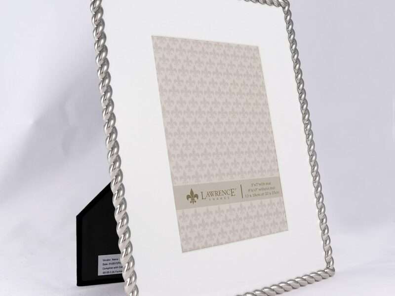 Lawrence Frames Rope Design Metal Frame, 8x10, Matted 5x7, Silver