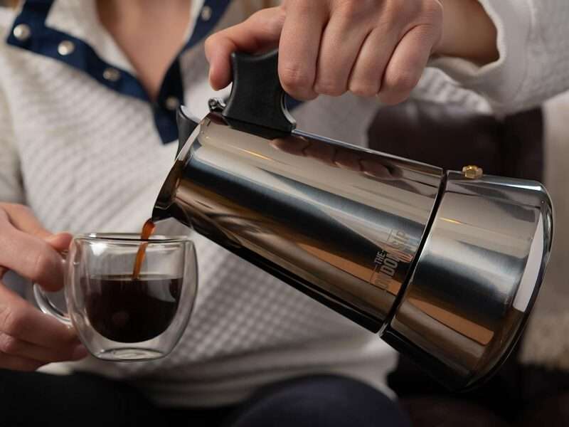London Sip Stainless Steel Stove-Top Espresso Maker Coffee Pot Italian Moka Percolator, Silver, 3 Cup