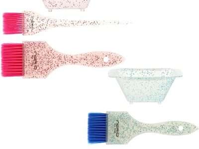 Lurrose Hair Dye Coloring Kit, Hair Color Mixing Bowl Tinting Brushes Mini Glitter Brush& Bowl Set for DIY Hairdressing